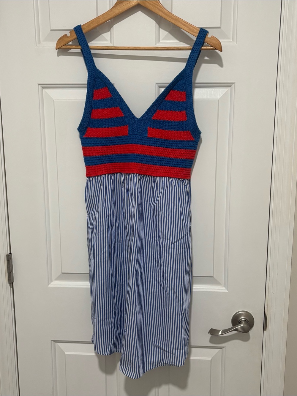 KULE The Esmee Dress Striped Knit-Top Tuckernuck Blue & Red Womens Medium